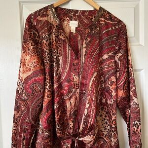 Chico's Multicolor Paisley and Leopard Blouse